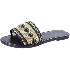 OYOANGLE Women's Braided Open Toe Boho Flat Sandals