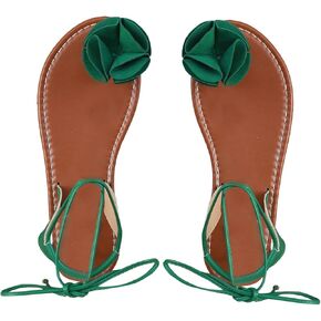 Women's 3D Floral Lace Up Strappy Sandals Open Toe Ankle Strap Dressy Outdoor Sandals
