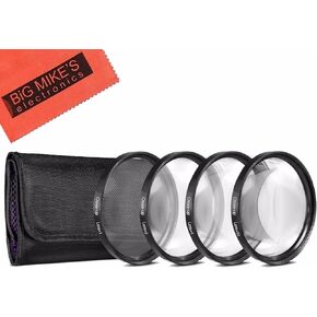 Big Mike's 62mm Close-Up Filter Set (+1, +2, +4 and +10 Diopters) Magnificatoin Kit for Panasonic DMC-FZ1000 4K Point and Shoot Camera