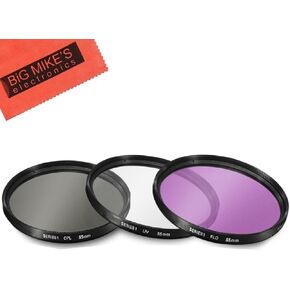 55mm Multi-Coated 3 Piece Filter Kit (UV-CPL-FLD) for Sony 16-70mm, 18-55mm A-Mount, 18-70mm, 28-70mm, 55-200mm, 35mm f/1.4G A-Mount, 35mm f/1.8, 50mm f/1.4, 50mm f/2.8, 85mm f/2.8, 100mm f/2.8 Lens