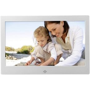 L.BAN Digital Photo Frame 10 Inch Metal Widescreen 1366x768 High Resolution Full HD LCD Color Display MP3 / MP4 Player with HDMI Interface Gifts Silver (Silver)