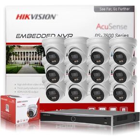 HIKV 16 Channel NVR Camera System Kit, DS-7616NXI-K2/16P 4K ACU-Sense PoE NVR, 8x DS-2CD2343G2-LI2U 4MP Dual Mic WDR IP Cameras, Facial Recognition, VCA, AI Detection, Compatible for Hikvision(NO HDD)