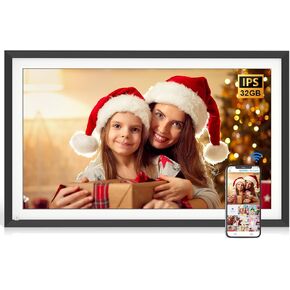 15.6" Large-Digital-Picture-Frame WiFi Photo Frame - 32GB Digital Frames Load from Phone,Full Function, Auto-Rotate, Wall Mounted, Easy Setup to Share Photo Video Via App Email, Gift for Grandparents