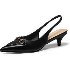 PiePieBuy Womens Slingback Kitten Heels Closed Pointed Toe Pumps Work Dress Shoes with Metal Chain