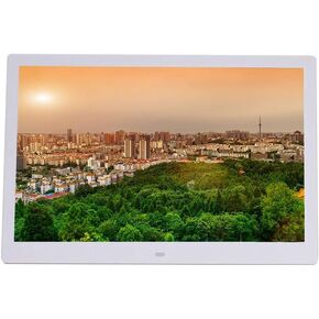 Digital Photo Frame 14 Inch Electronic Photo Frame Elevator Corridor Restaurant Advertising Player Promotional Video Player(White)