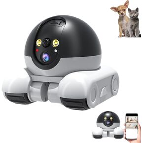 كاميرا روبوت Blinky ، The Blinky Bot ، Blinky Robot ، 360 ° View Camera Blinkybot ، 1080p HD Wi-Fi Cameras ، مع التحكم في التطبيق ، الرؤية الليلية ، عمر البطارية الطويلة ، للحيوانات الأليفة/المسنين (WiFi)