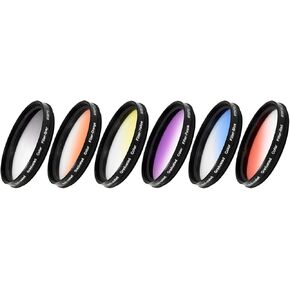 Vivitar 6-Piece Multi-Coated Rotating Graduated Color Filter Set (67mm) Includes: Red, Yellow, Blue, Orange, Grey & Purple