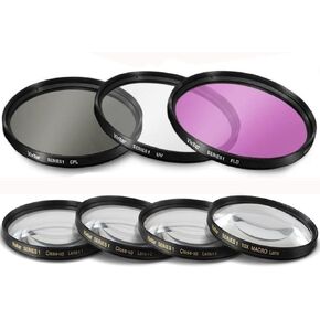 72mm 7 Piece Filter Set for Canon 10-22mm, 16-35mm, 17-40mm, 17-55mm, 24-70mm, 24-105mm, 28-300mm, 70-200mm, 100-400mm, 24mm f/1.4L, 300mm f/4L Lenses Includes 72mm UV-CPL-FLD +1 +2 +4 +10 Filters