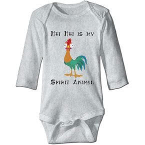 Hei Hei هو روحي حيوان لطيف bodysuit rompers لطفل للجنسين طفل طويل الأكمام رمادية
