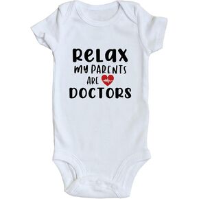 TwentyFourDoves Relax My Parents are Doctors Baby Bodysuit, Parent Doctors bodysuit, Healthcare baby, Nurses Romper