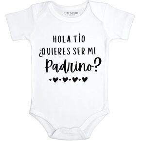Hola Tio Quieres Ser Mi Padrino Baby Bodysuit | Uncle | Baptism Jumpsuit | Godfather | Bautizo