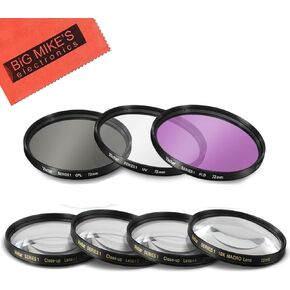 72mm 7 Piece Filter Set Includes 3 PC Filter Kit (UV-CPL-FLD-) and 4 PC Close Up Filter Set (+1+2+4+10) for DSC-RX10 III, DSC-RX10 IV Digital Cameras