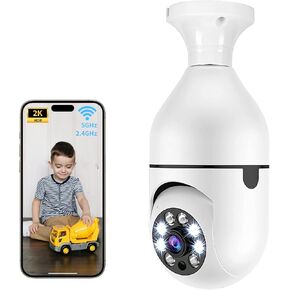 2K Bulb Security Camera 5G/2.4GHz,Light Bulb Security Camera,Security Cameras Wireless Outdoor with Human Detection,Motion Detection,Color Night Vision Cameras for Home Security Easy to Install
