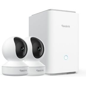 REOLINK 2K Indoor Camera with Home Hub Pro Bundle, E1 Plug-in 2.4G WiFi Security Camera Wireless for Baby/Pet Monitor with Phone app, 360 Degree Pet Camera with Person/Pet Detection