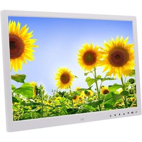 17 Inch Touch Button Digital Photo Frame HDMI High-Definition 1080P Wall Mounted Display Stand Video Advertising Player(White)