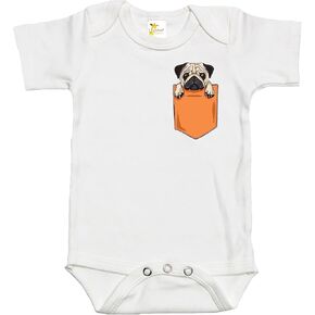 Baby Bodysuit - Pug Dog in the Pocket Baby Clothes for Infants