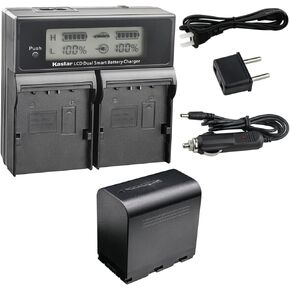 Kastar SSL-JVC70 AC LCD Dual Fast Charger Compatible with JVC GY-HM200U, GY-HM200HW, GY-HM200SP, GY-HM200SP Sports, GY-HM250 GY-HM250SP, GY-HM600, GY-HM600E, GY-HM600EC