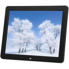 15 Inch High-Definition Multifunctional Digital Photo Frame Wall Mounted Advertising Player Monitor Video Player(White)