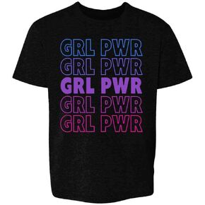 Pop Threads GRL Pwr Girl Power Retro Repeating Feminist Baby Toddler Kids Girl Boy T-Shirt