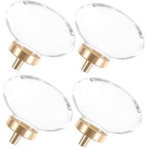 Crystal Door knobs,4pcs Glass Knobs Clear Vanity Organizer Glass Cabinet Vanity Knobs for Dresser s Crystal Knobs for Dresser Dressing Table Copper Seat Copper Door, 4.5x4.2cm