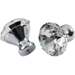 Crystal Door knobs,Handles 6 Pack Color Crystal Drawer Single Hole Handle Wardrobe Bathroom Cabinet Knob.(Color:White)