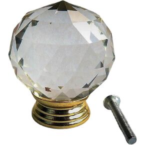 Crystal Door knobs,10 Pack Round Crystal Handle Single Hole Furniture Handle Gift Box Handle Storage Box Drawer Knob Gold Bottom .(Color:Gold Bottom,Size:20mm)