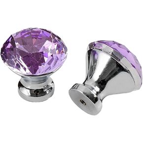 Crystal Door knobs,Handles 6 Pack Color Crystal Drawer Single Hole Handle Wardrobe Bathroom Cabinet Knob.(Color:Purple)
