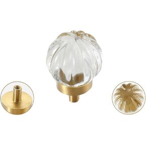 Crystal Door knobs,4 Pack Crystal Dove Egg Champagne Wardrobe Door Knobs and Handles Kitchen Cabinet Transparent Small Handles Cube Shape-Champagne.(Color:Pumpkin Head Transparent Color)