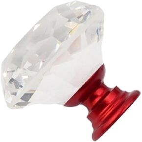 Crystal Door knobs,10 Pack Crystal Cabinet Door Wardrobe Small Handle Transparent Crystal Glass Knob .(Color:Red,Size:30mm)