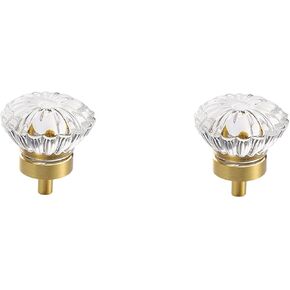 Crystal Door knobs,6 Pack Dove Egg Crystal Handle Golden Wardrobe Door Brass Knob Drawer Pure Copper Handle Cube-Transparent .(Color:Stamen Transparent)