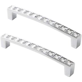 Crystal Door knobs,Square Crystal Rhinestone Furniture Door Wardrobe Cupboard Cabinet Drawer Pull Handles Knobs .(Color:Pulls), 128mmx138mm