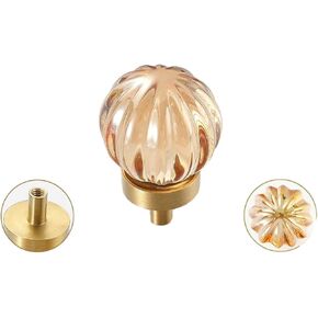 Crystal Door knobs,4 Pack Crystal Dove Egg Champagne Wardrobe Door Knobs and Handles Kitchen Cabinet Transparent Small Handles Cube Shape-Champagne.(Color:Pumpkin Head Champagne)