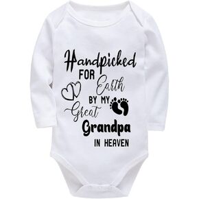 Hand Picked For Earth By My Great Grandpa In Heaven Baby Clothes Long Sleeve Newborn Outfit