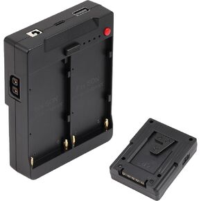 Fotga Power Adapter Plate Convert Dual NP-F550 Battery to V Mount Battery Plate with Multiple Outputs D-Tap DC USB USB-C for Powering Camera Monitor Video Light Cell Phone