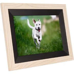10.1 Inch Digital Photo Frame 1280x800 Touchscreen WiFi Electronic Picture Frame with Wooden Frame, Frameo App, Automatic Rotation (US Plug)