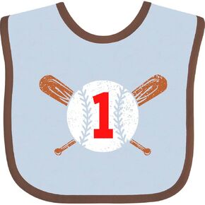 inktastic First Birthday Weathered Baseball Design with Bats Baby Bib