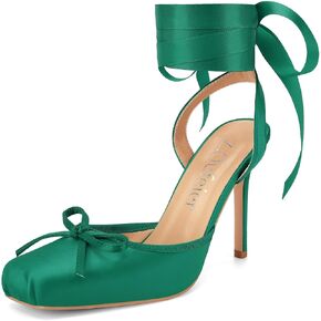 الباليه الساتين للسيدات الكعوب باليرينا القوس مغلق اصبع القدم مربع Strappy Stiletto عالية الدانتيال الدانتيل فوق حزام الكاحل حول حلزوني ماري جينس مضخات فستان الأحذية