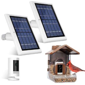 حزمة WasserStein - حالة كاميرا تغذية الطيور ولوحة شمسية بيضاء 2 عبوة (2W 5V) متوافقة مع بطارية Cam Came (الكاميرا غير متضمنة)
