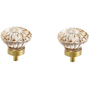 Crystal Door knobs,6 Pack Dove Egg Crystal Handle Golden Wardrobe Door Brass Knob Drawer Pure Copper Handle Cube-Transparent .(Color:Stamens Champagne Gold)