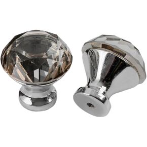 Crystal Door knobs,Handles 6 Pack Color Crystal Drawer Single Hole Handle Wardrobe Bathroom Cabinet Knob.(Color:Grey)