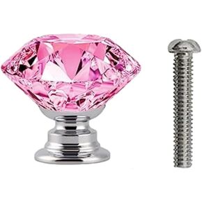 Crystal Door knobs,10 Pack Diamond Handle Crystal Glass Multicolor Base Knob Drawer Cabinet Door Knob Blue .(Color:Rose Red,Size:40mm)