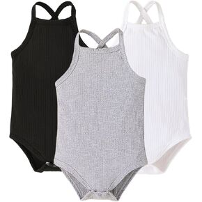 Happy Cherry Baby Unisex Bodysuit Sleeveless Summer Baby Clothes with Spaghetti Straps Super Soft Tank Romper