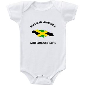 Baby Bodysuit Made in America with Jamaican Parts Funny Boy & Girl Clothes White
