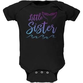 Little Sister Mermaid Tail Ocean Soft Baby One Piece Black 9-12 M
