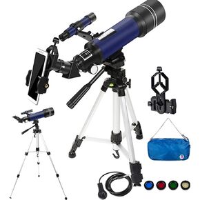 Telescope for Kids Adults Astronomy Beginners 70Mm Aperture Refractor Telescope for Astronomy with Tripod/Phone Adapter/Wire Shutter/Moon Filter/Backpack Nice Family