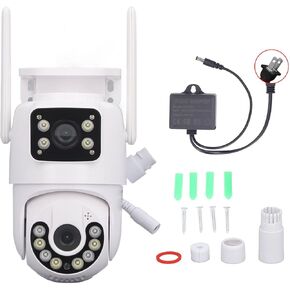 Outdoor Security Camera Dual Lens AI Motion Detection Audio Night Vision Surveillance for Home 110 to 240V
