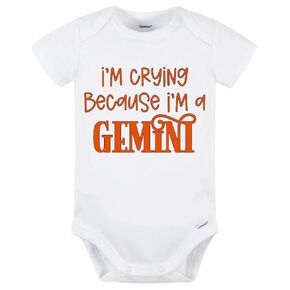 Gemini Horoscope Baby Onesie (3-6M, White/purple)