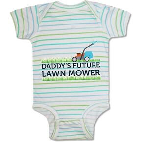 Baby Bodysuit Daddy's Future Lawn Mower Cutting Grass Boy & Girl Striped Baby Clothes Funny Cotton Stripes Multi Boy Design Only 18 Months