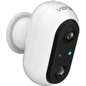 VENZ Security Camera Outdoor Wireless, IP66 Weatherproof, 1080P Battery Powered WiFi Surveillance Cameras, Night Vision, Motion Detection, 2-Way-Talk, Compatible with Alexa (White-2020)