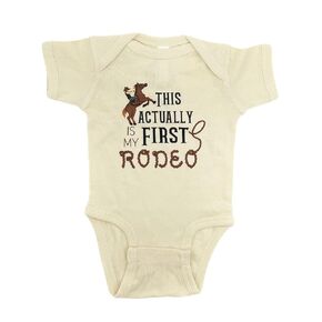 This Actually Is My First Rodeo Infant Onesie (12-18 months, Beige)